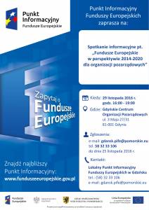 Spotkanie informacyjne pt. „Fundusze Europejskie w perspektywie 2014 – 2020 dla organizacji pozarządowych”