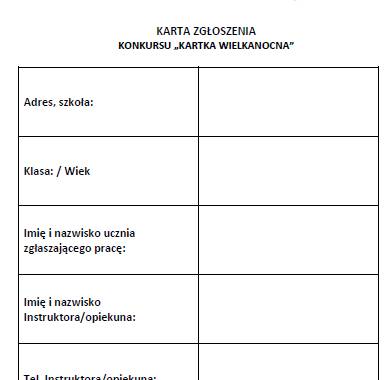 Informacja dt. konkursu plastycznego „KARTKA WIELKANOCNA” dla uczniów szkół z terenu gminy Cedry Wielkie.